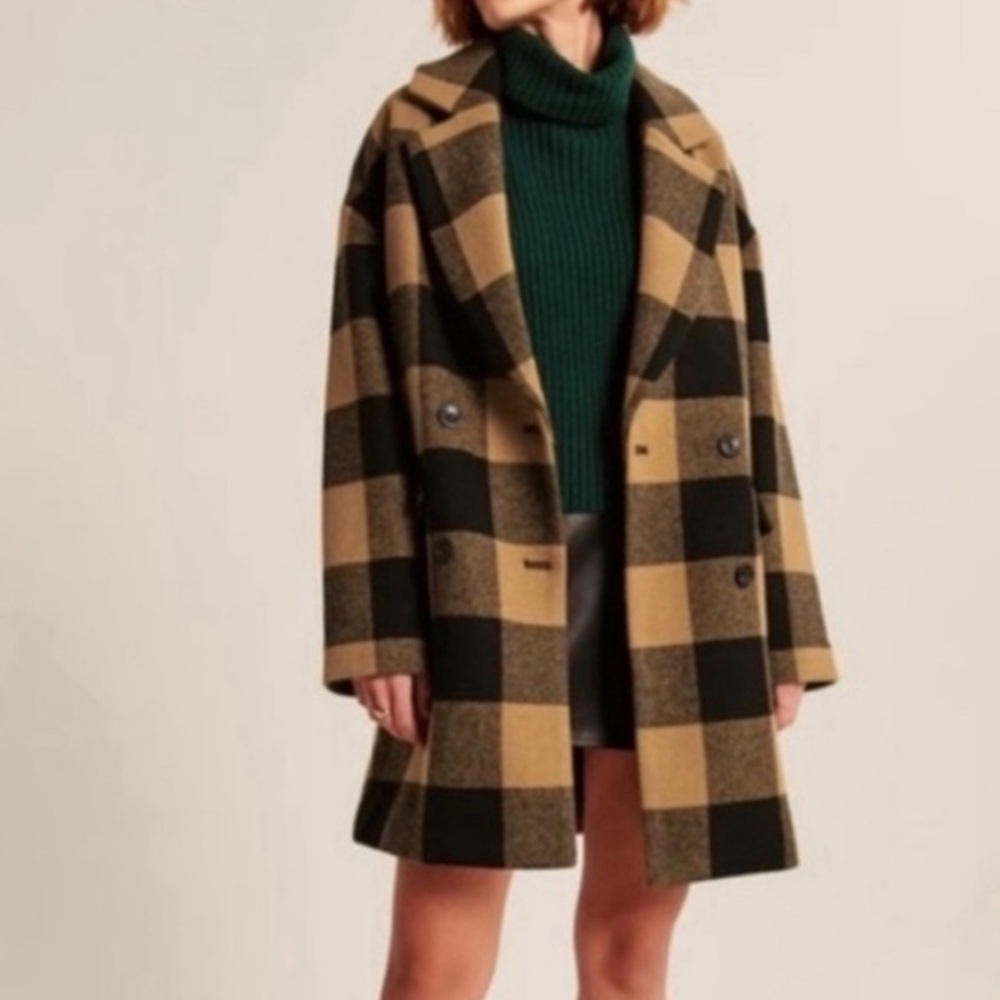 Abercrombie Buffalo Check Oversized Trench Coat